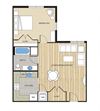 1 Bed1 Bath 673sf Floor Plan 1 Bed1 Bath 673sf Floor Plan at Clayborne Apartments, Virginia